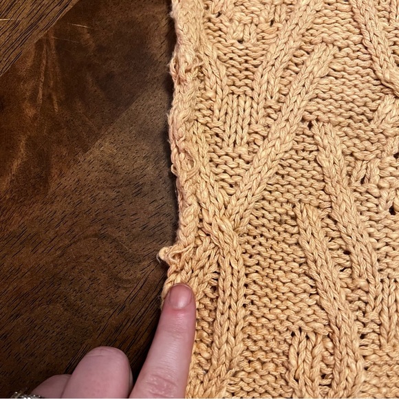 Free People Isla Cable Stitch Sweater in Tan XS Relaxed Oversized Boho Grandma - Picture 11 of 11